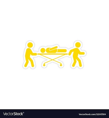 Paper sticker patient on stretcher white vector image