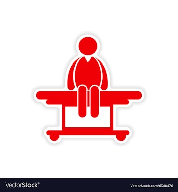 Paper sticker patient on stretcher white vector image