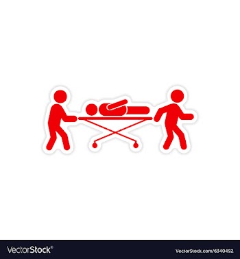 Paper sticker patient on stretcher white vector image