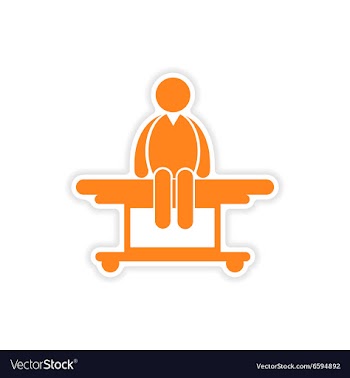 Paper sticker patient on stretcher white vector image