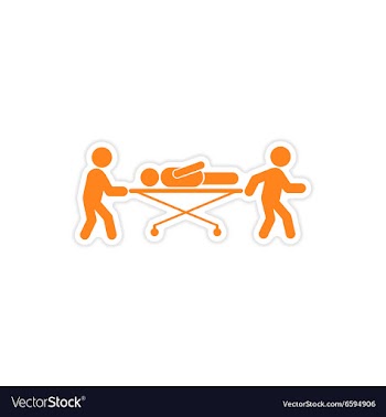 Paper sticker patient on stretcher white vector image