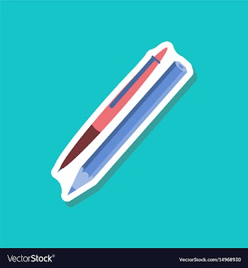 Paper sticker pen and pencil vector image