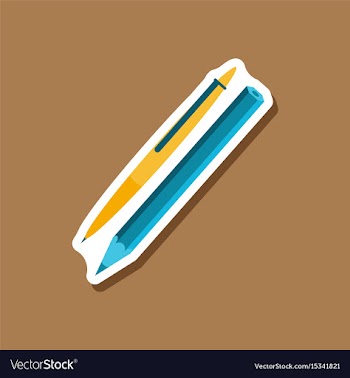 Paper sticker pen and pencil vector image