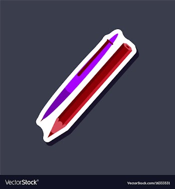 Paper sticker pen and pencil vector image