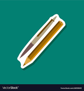 Paper sticker pen and pencil vector image