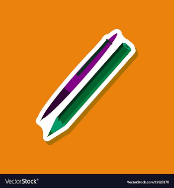Paper sticker pen and pencil vector image