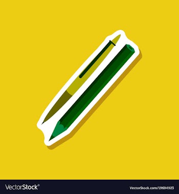 Paper sticker pen and pencil vector image
