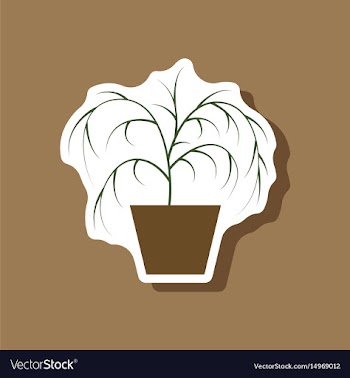Paper sticker plant in a pot vector image