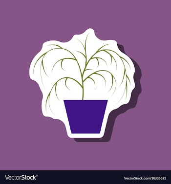 Paper sticker plant in a pot vector image