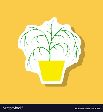 Paper sticker plant in a pot vector image