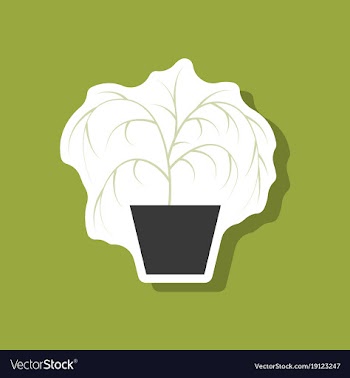 Paper sticker plant in a pot vector image