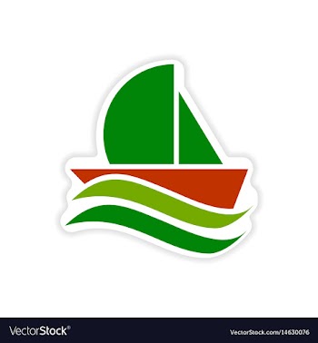 Paper sticker sailing ship on white background vector image