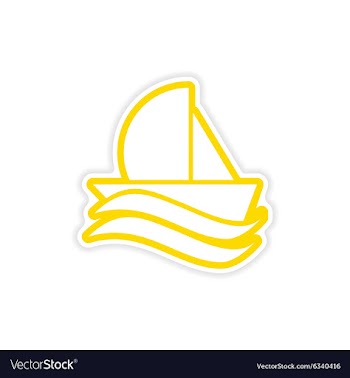 Paper sticker sailing ship on white background vector image
