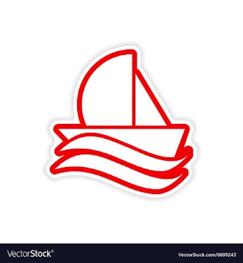 Paper sticker sailing ship on white background vector image