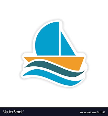 Paper sticker sailing ship on white background vector image