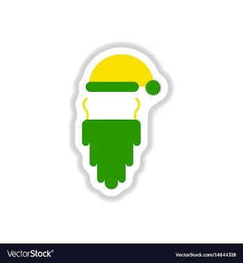 Paper sticker style accessories santa claus hat vector image