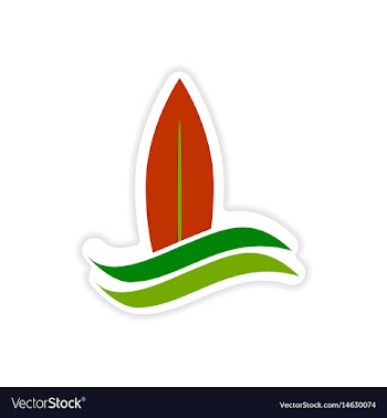 Paper sticker surfboard logo on white background vector image