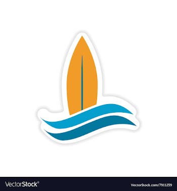 Paper sticker surfboard logo on white background vector image