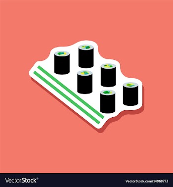 Paper sticker sushi and sticks vector image