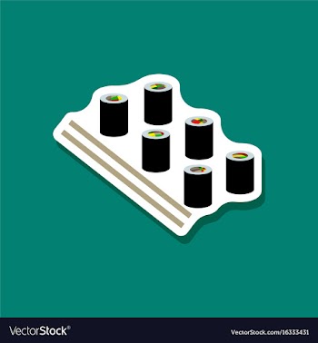 Paper sticker sushi and sticks vector image