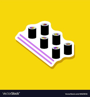 Paper sticker sushi and sticks vector image