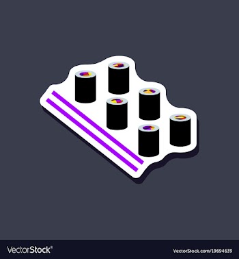 Paper sticker sushi and sticks vector image