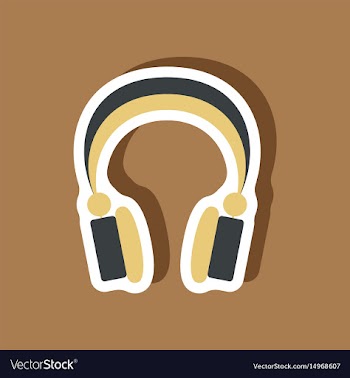 Paper sticker technology gadget headphones vector image