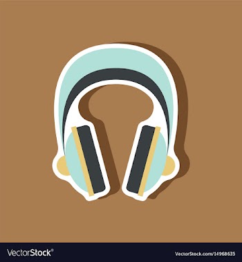 Paper sticker technology gadget headphones vector image