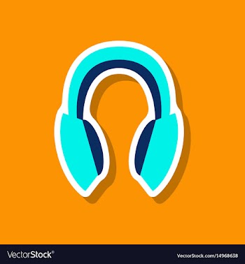Paper sticker technology gadget headphones vector image