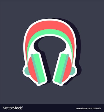 Paper sticker technology gadget headphones vector image