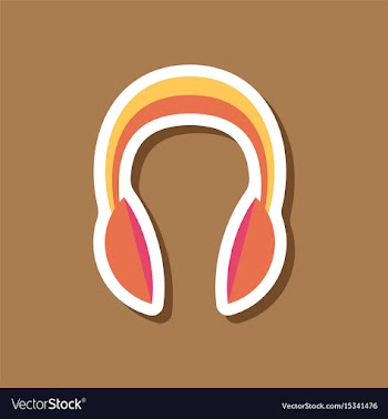 Paper sticker technology gadget headphones vector image