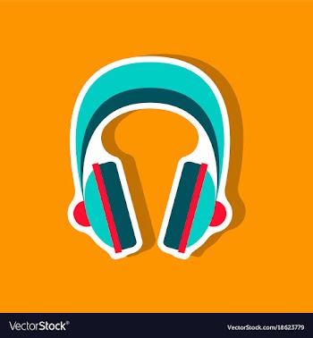 Paper sticker technology gadget headphones vector image