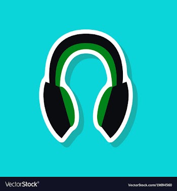 Paper sticker technology gadget headphones vector image