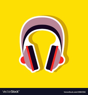 Paper sticker technology gadget headphones vector image