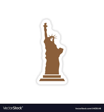 Paper sticker the statue of liberty on white vector image