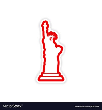 Paper sticker The Statue of Liberty on white vector image