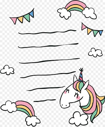 Paper Unicorn Papel de carta - Rainbow hand-painted Unicorn stationery 