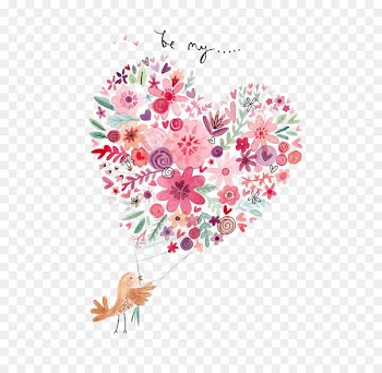 Paper Valentine's Day Illustrator Illustration - Watercolor Heart Flowers 