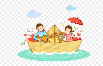Paper Watercraft Cartoon Significant other - Cartoon valentine couple material 