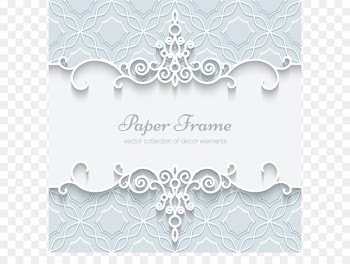 Paper Wedding invitation Lace Ornament - White lace border pattern vector card 