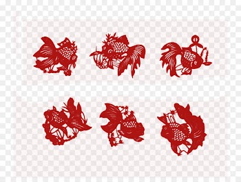 Papercutting Carassius auratus Chinese paper cutting Chinese folk art - Goldfish Silhouette 