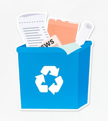 Papers in a blue recycling bin | Free stock psd mockup - 514558