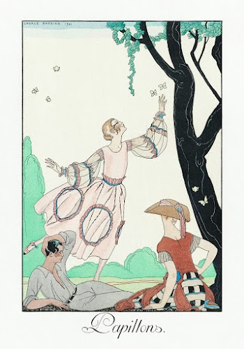 Papillons (1922) print in high resolution by George Barbier. Original from The Rijksmuseum. Digitally enhanced by rawpixel.