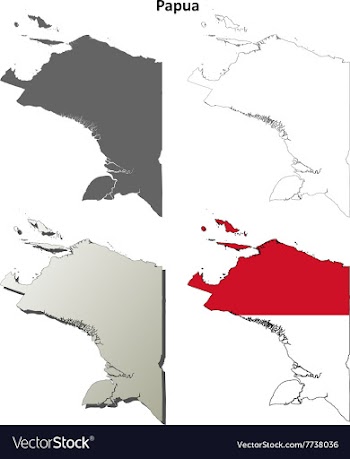 Papua blank outline map set vector image