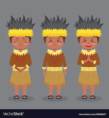 papua indonesian character with various expression