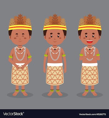 papua new guinea character with various expression