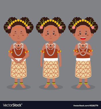 papua new guinea character with various expression
