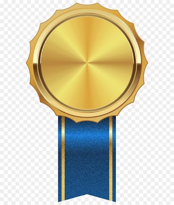 Papua New Guinea Gold medal Icon - Gold Medal with Blue Ribbon PNG Clipart Image 
