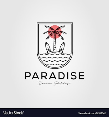paradise palm tree island logo design