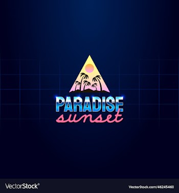 paradise sunset with the image of palm trees